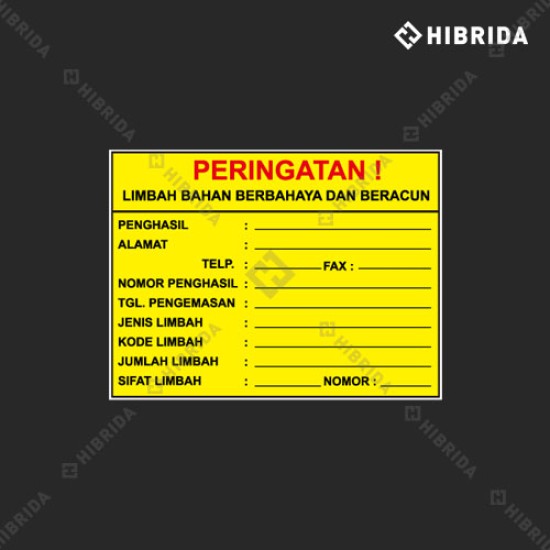 Label Limbah B3 - Identitas Limbah (UV Print)