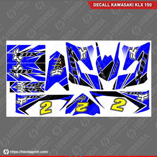 Design Decal KLX 150 Fox Biru Hitam 2
