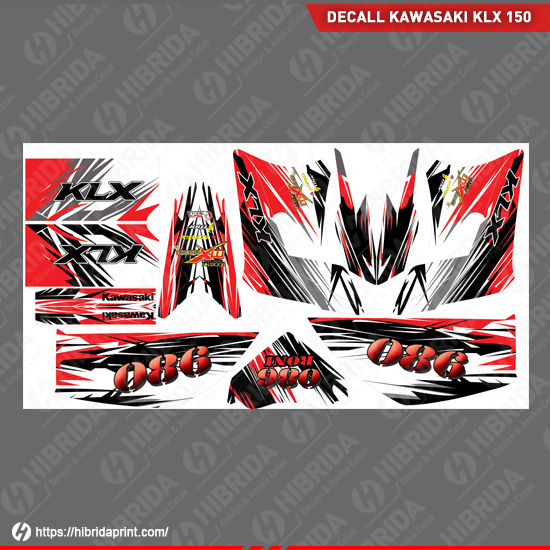 Decal KLX 150 KLX Merah Hitam 086 Decal KLX 150 KLX Merah Hitam 086